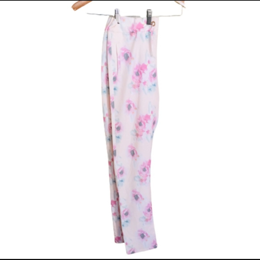 NWT NAME IT Floral Print Drawstring Waist Trousers With Pockets Blush Pink 13Y
